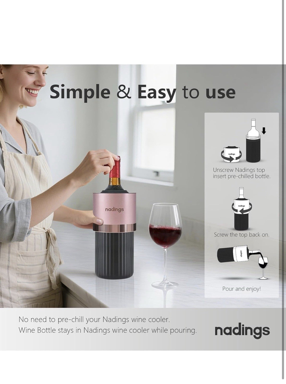 Enfriador de vino para botellas de 25.4 fl oz, portátil y sin hielo, mantiene4