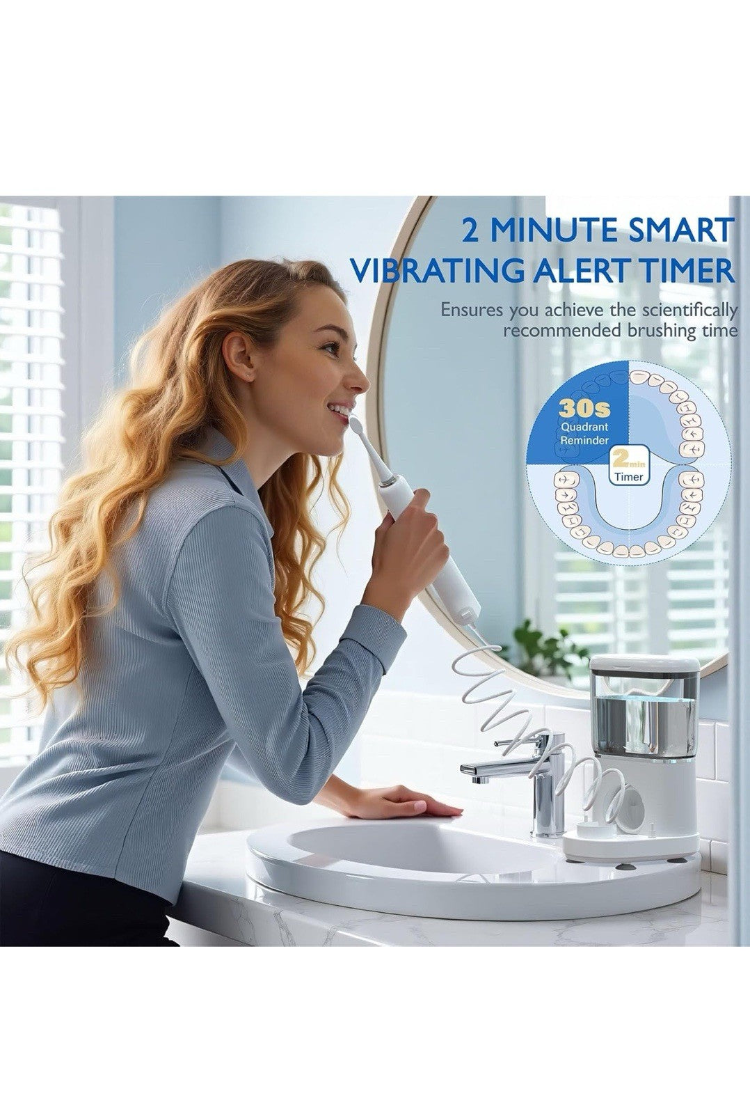 Electric Toothbrush with Water Flosser - Wireless Charging 3 in 1 Flossing Tooth