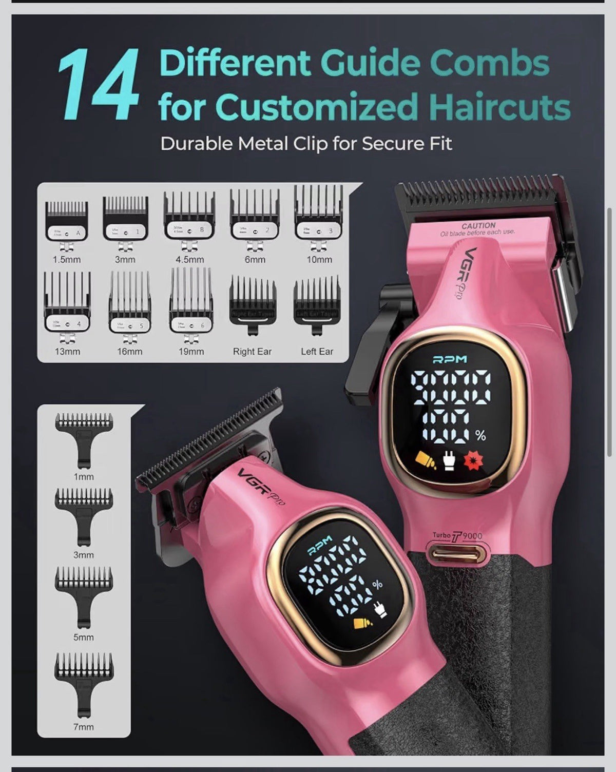VGRPRO Professional Hair Clippers for Men, Cordless Clipper and3