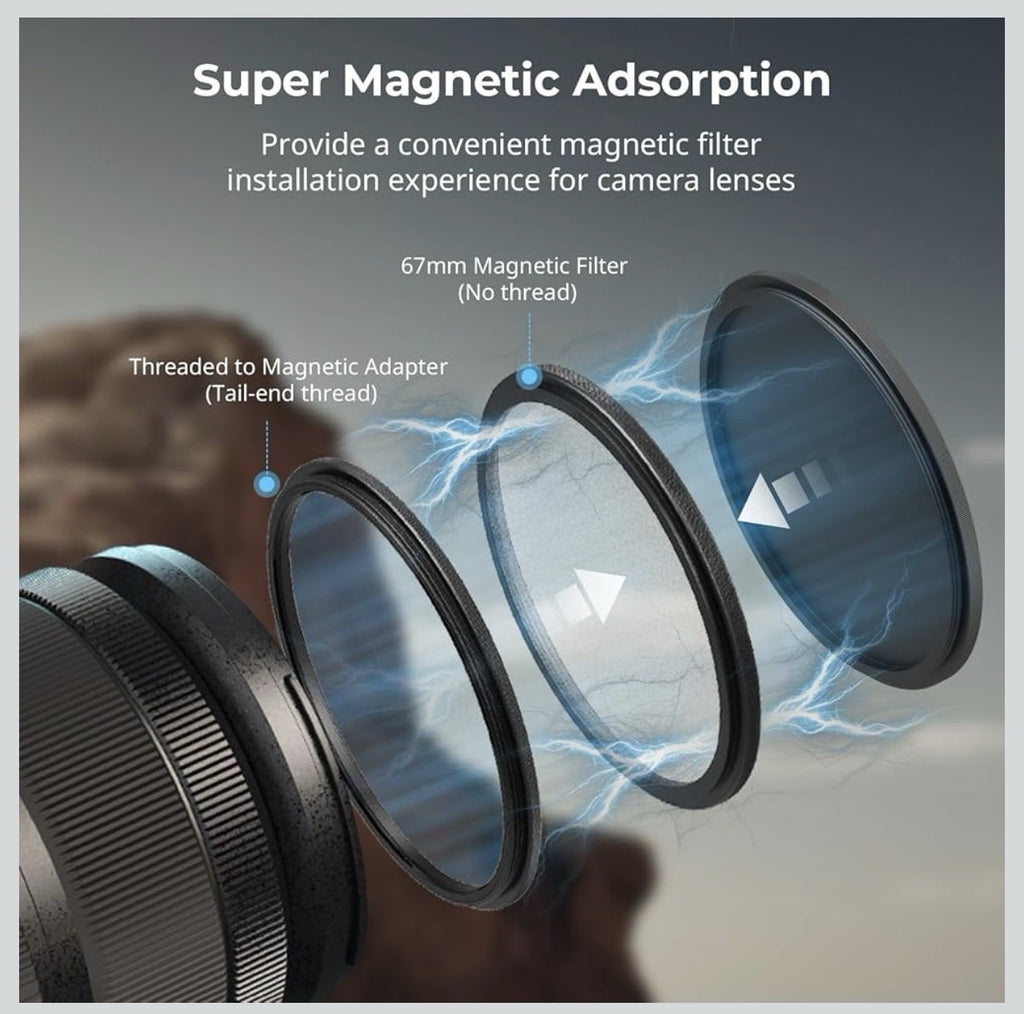 SmallRig 5-in-1 Magnetic 67mm Lens Filter Kit: VND + CPL + Black Mist 1/4 +6