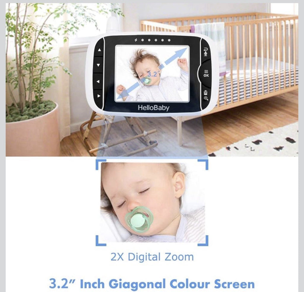 HelloBaby Video Baby Monitor with Remote Camera Pan-Tilt-Zoom, 3.2'' Color6