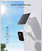 Solar Wireless Security Camera System, 4 Cam Kit, 2K Night Vision, No Fees3