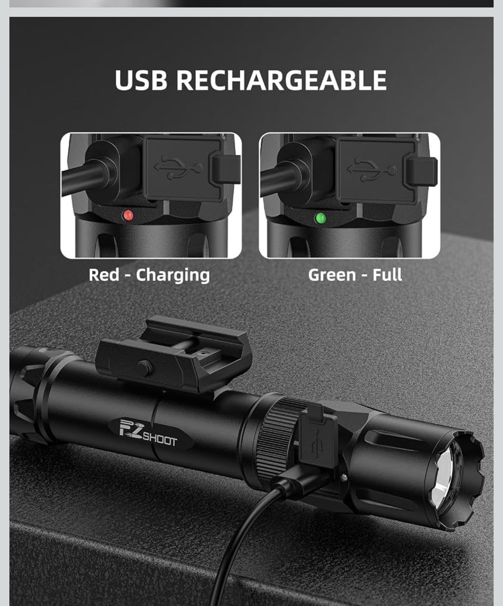 2500 Lumens Rifle Laser Light Combo Compatible with M-Rail, Rechargeable7