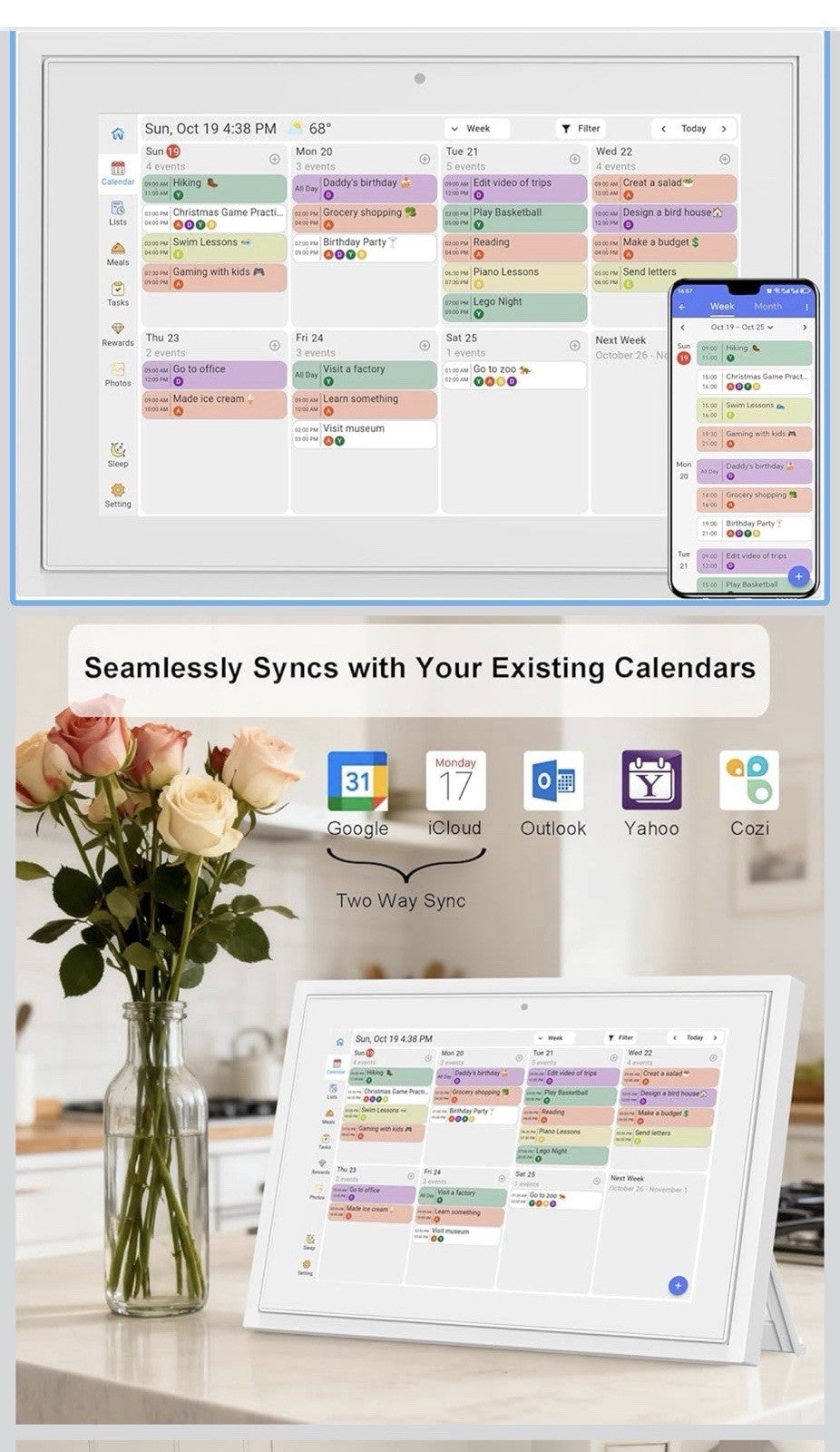 Digital Calendar 10.1 Inch Wall Planner Touch Screen Wifi Smart Electronic Plann0