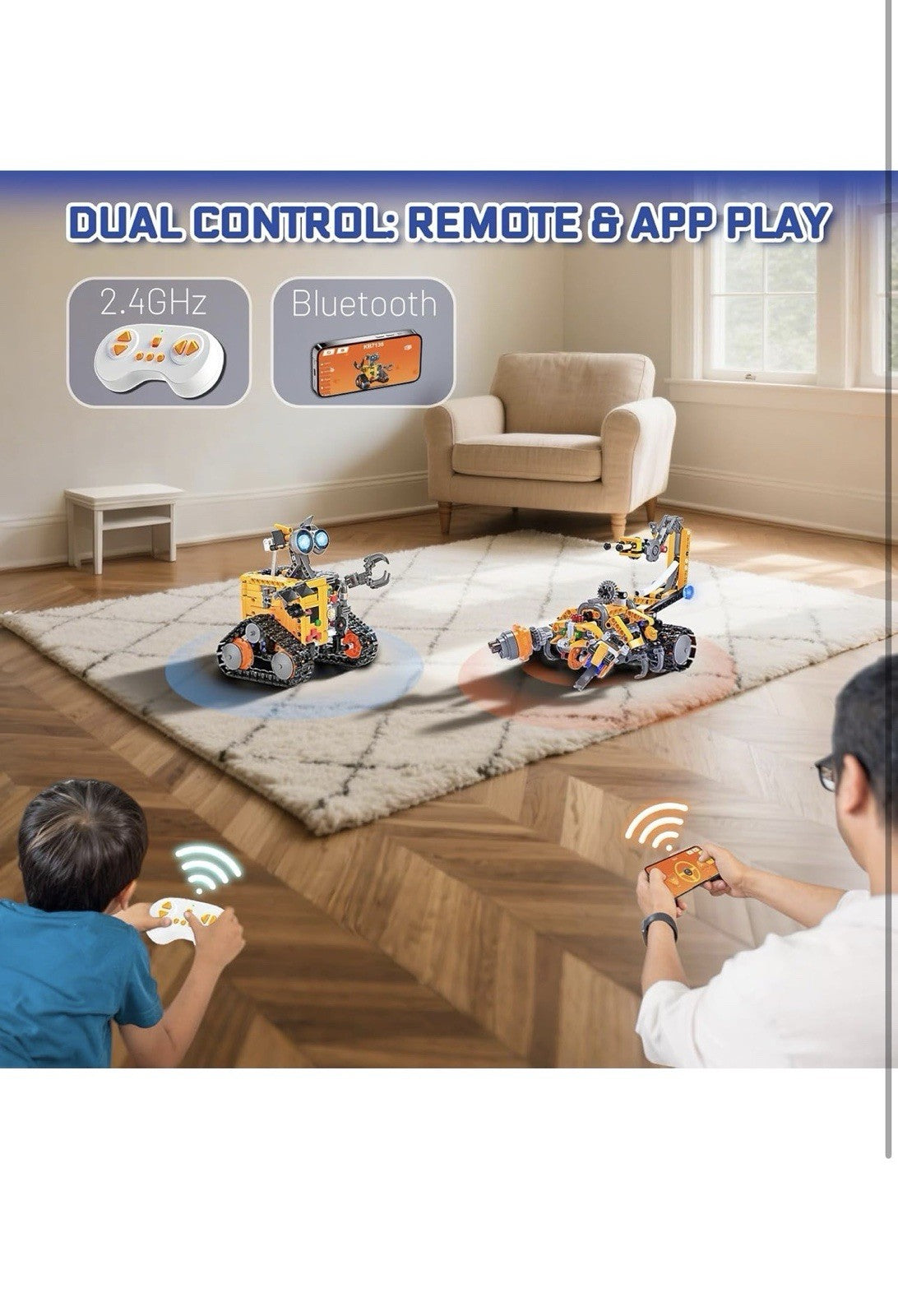 Robot Building Kit for Kids and Adults, 4-in-1 Rechargeable RC Robotics Kit with1