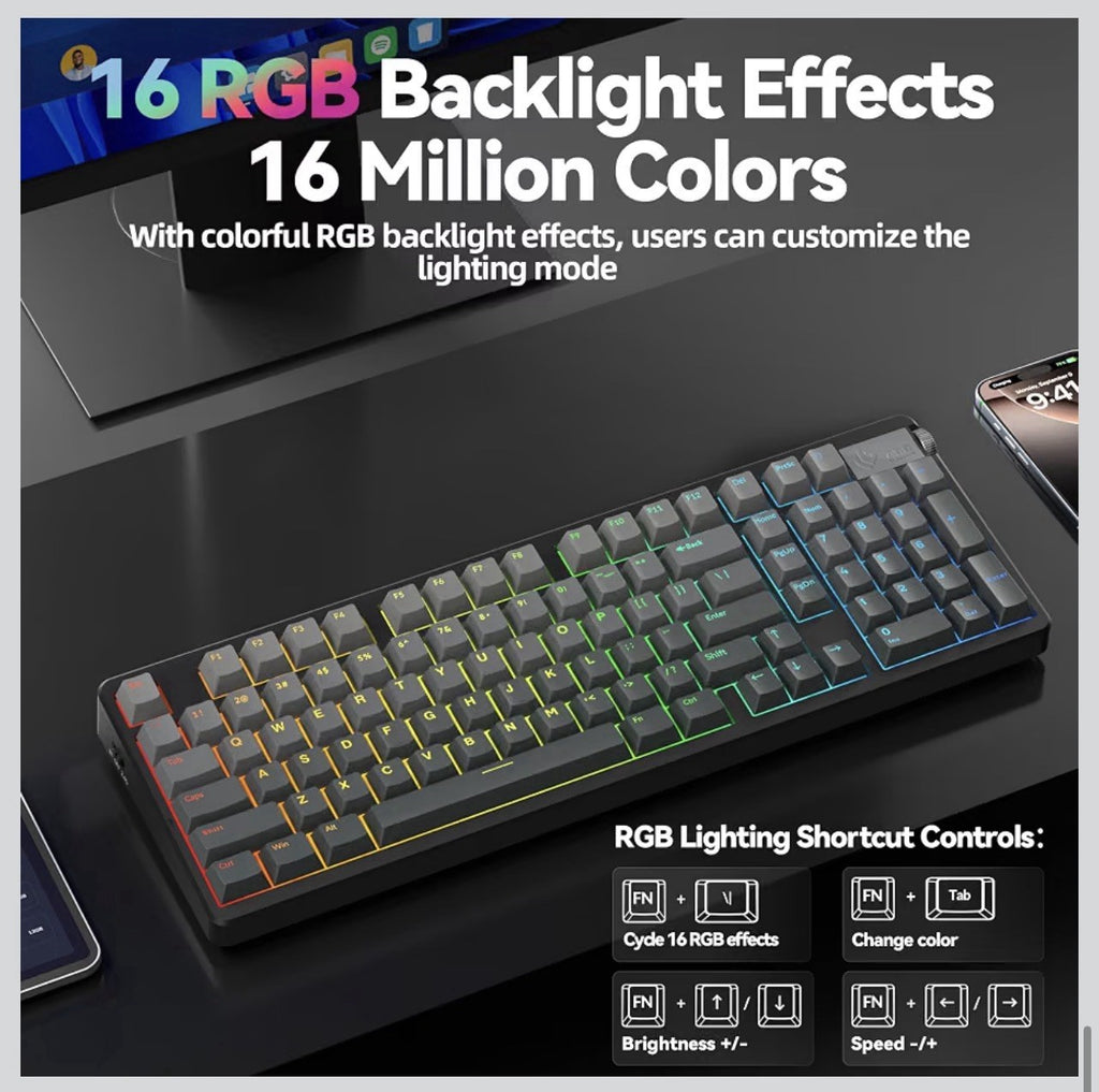 LEOBOG A98 Wireless Gaming Creamy Mechanical Keyboard with Number Pad Knob 96%5