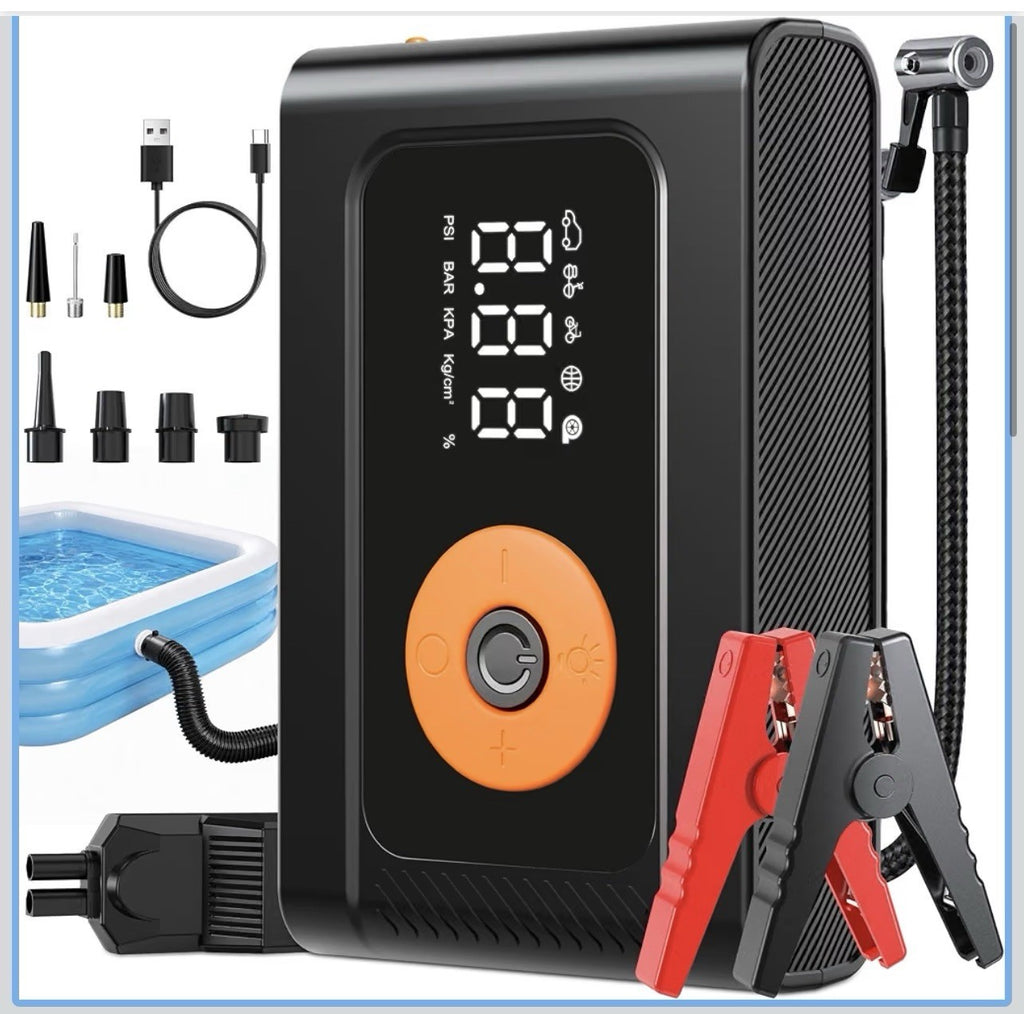6000A 160PSI 8-in-1 Car Jump Starter with Air Compressor & Air Blower Supports0