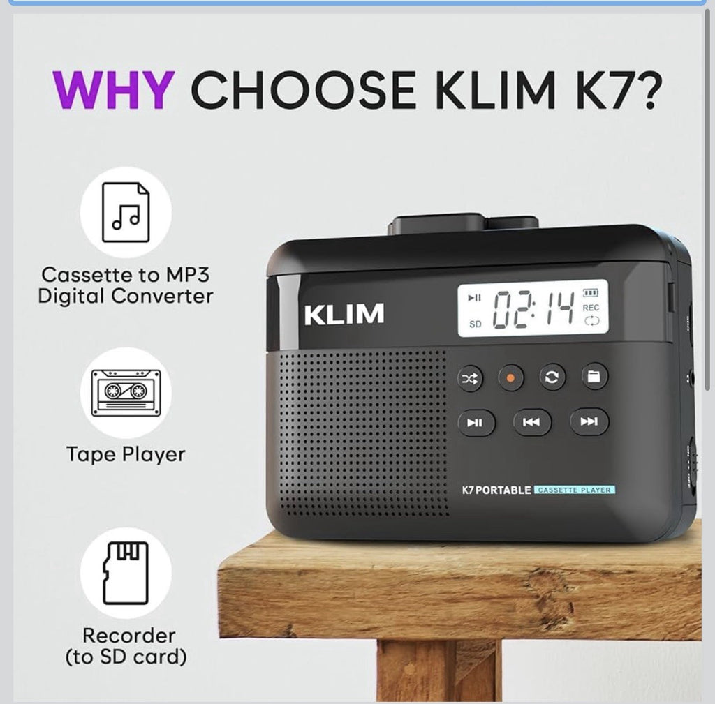 KLIM K7 Cassette Tape Player + Cassette to MP3 Converter + Portable Cassette 1