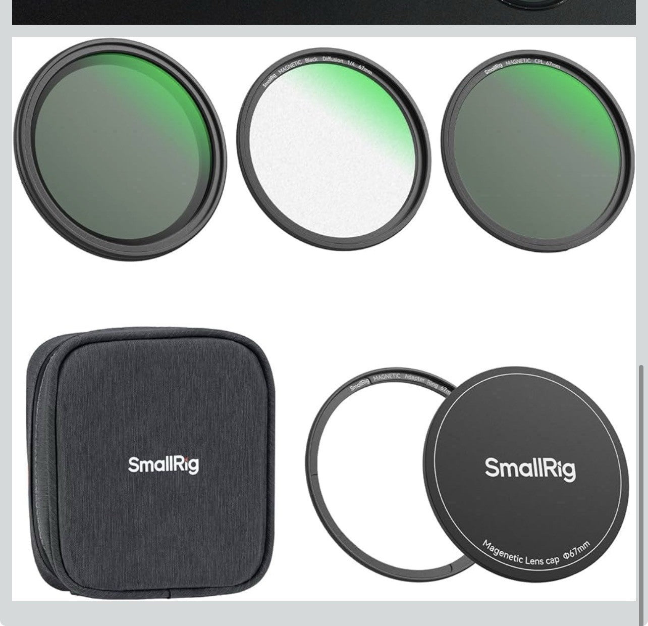 SmallRig 5-in-1 Magnetic 67mm Lens Filter Kit: VND + CPL + Black Mist 1/4 +8