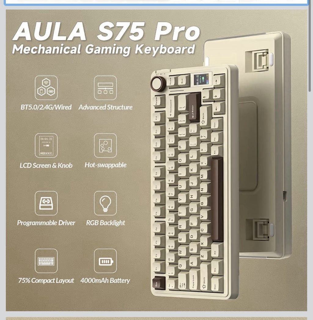 AULA S75 PRO Wireless Mechanical Gaming Keyboard with Screen&Knob, 80 Keys1