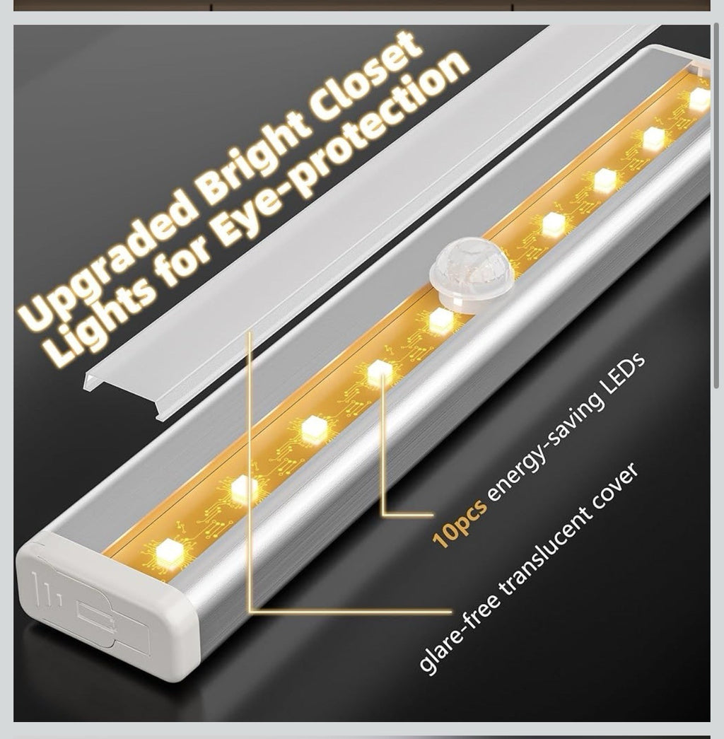 10 luces LED Batería para gabinete con sensor de movimiento (3 Pack)