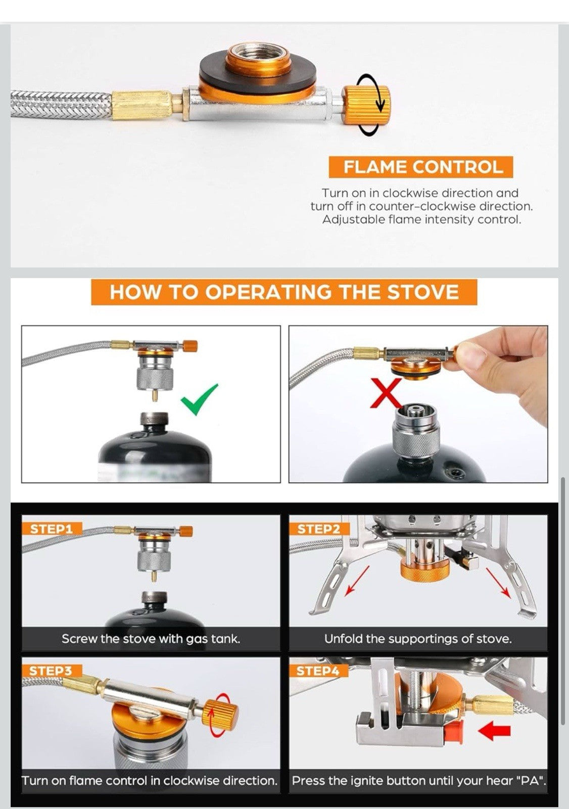 Estufa de campamento a prueba de viento estufa de gas para acampar al aire libre3