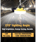 LED Construction String Light 100FT, 130W 16000Lm 100FT 2Prong, White 4