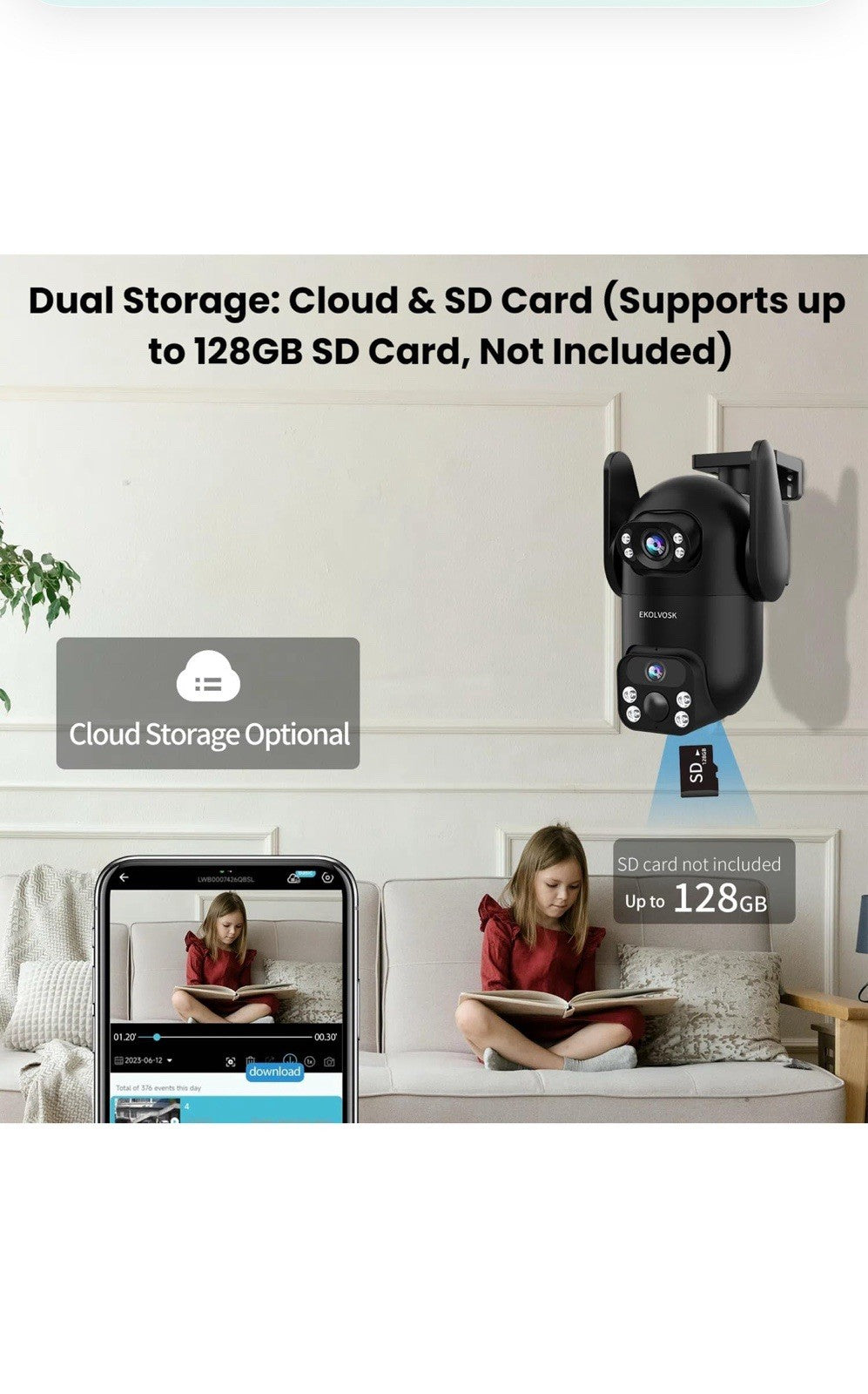 Solar Security Cameras Wireless Outdoor, Dual Lens 2K 360° View Cameras for Home8