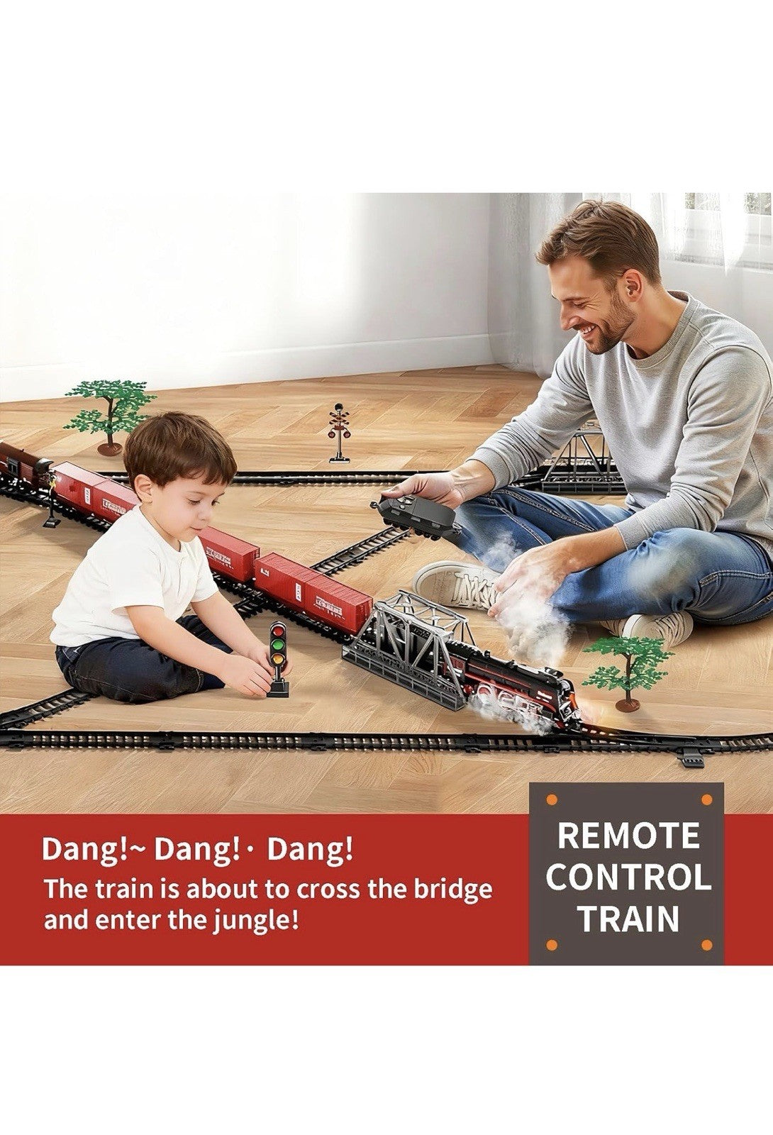 Large Train Set with Remote, 3Way Smoke, Light and Sound, Boy Gift Electric Tra3
