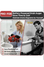 POPULO 20V Cordless Electric Drain Auger-Efficient 25Ft Auto-Feed Drain Snake wi6