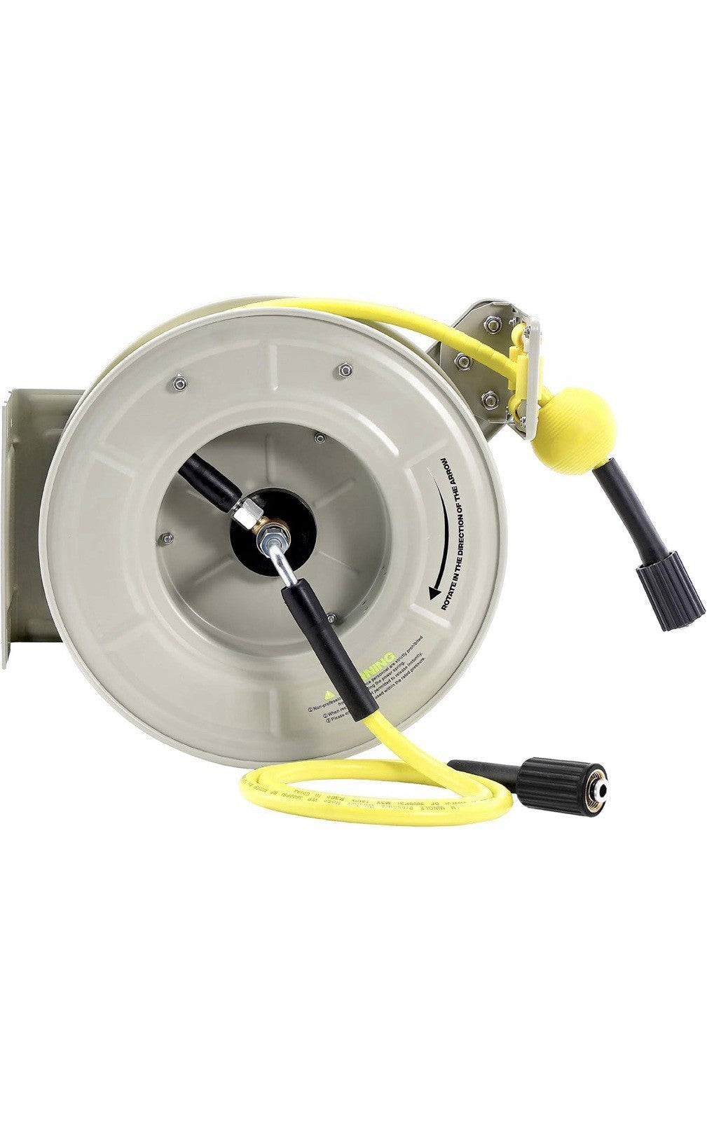 M MINGLE Retractable Pressure Washer Hose Reel, 1/4" × 60ft Power Washer Hose0