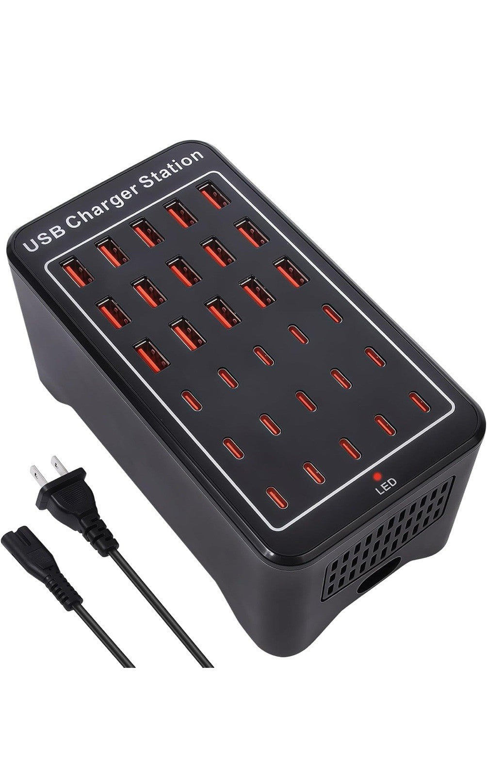Estación de carga USB de 150 W (30 A), bloque de cargador USB C de 30 puertos0