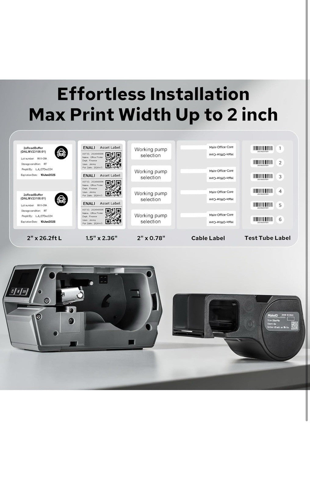 D50 Industrial Label Printer, Desktop Label Maker 2" Print Head, Mobile APP & PC2