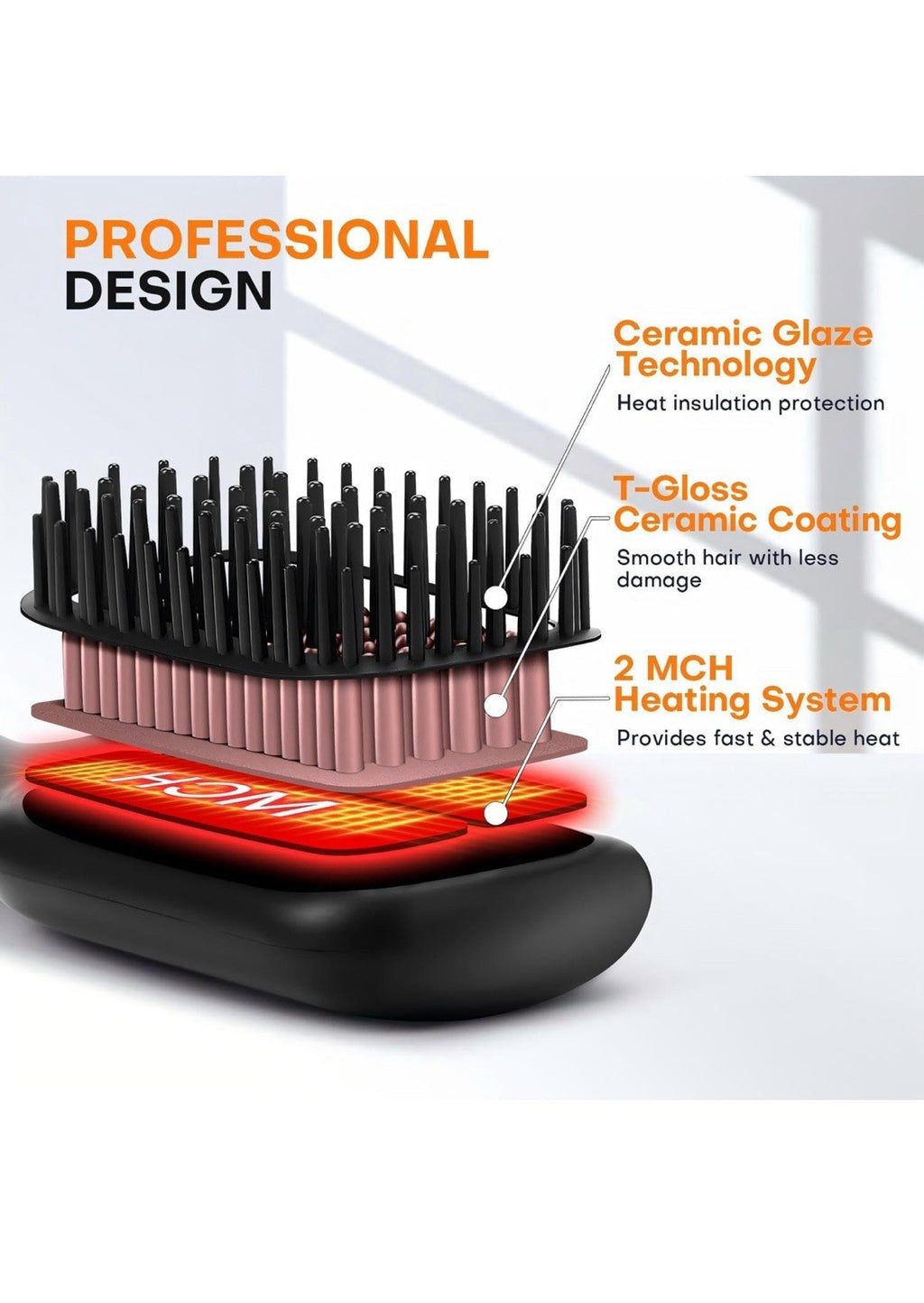 Cepillo alisador de pelo, alisador de pelo para mujer, peine de cerámica iónico4