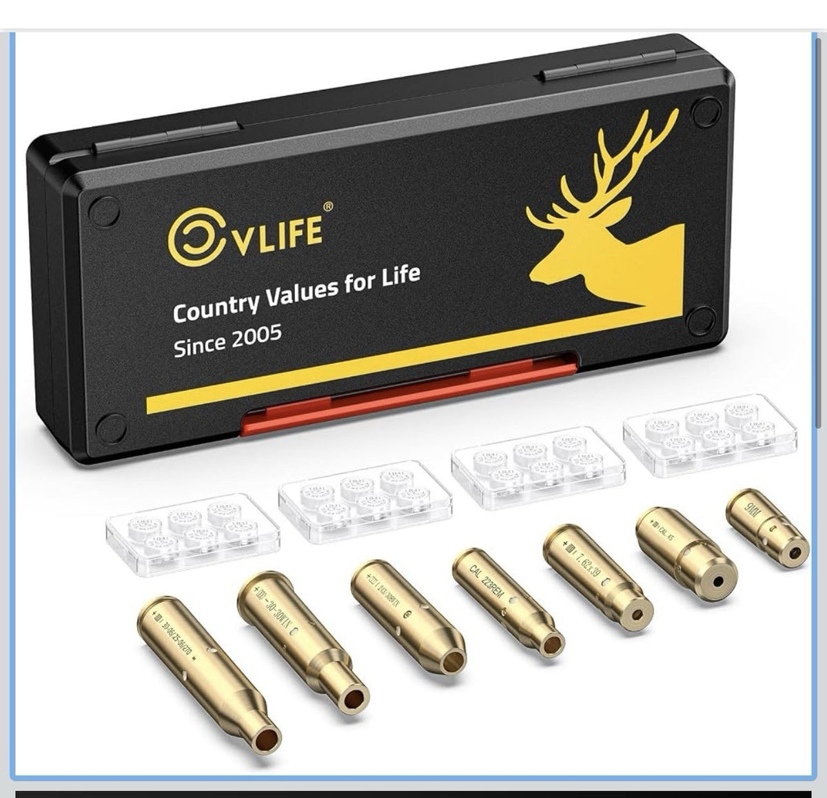 CVLIFE 7pcs Bore Sight Laser Kit Incl. Cal.223 5.56/9MM/308/7.62X39/30-06 Clea0