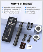 Vlogging Kit for iPhone/Android, 63”Auto Face Tracking Tripod for iPhone with...7