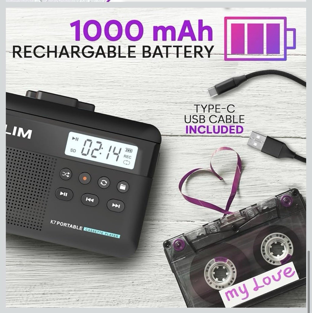KLIM K7 Cassette Tape Player + Cassette to MP3 Converter + Portable Cassette 4