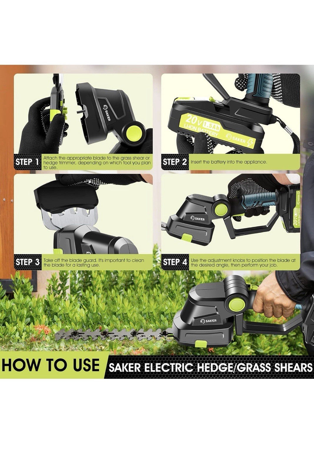 Compact Portable 2-in-1 Cordless Hedge Trimmer - Batteries and Charger Included5
