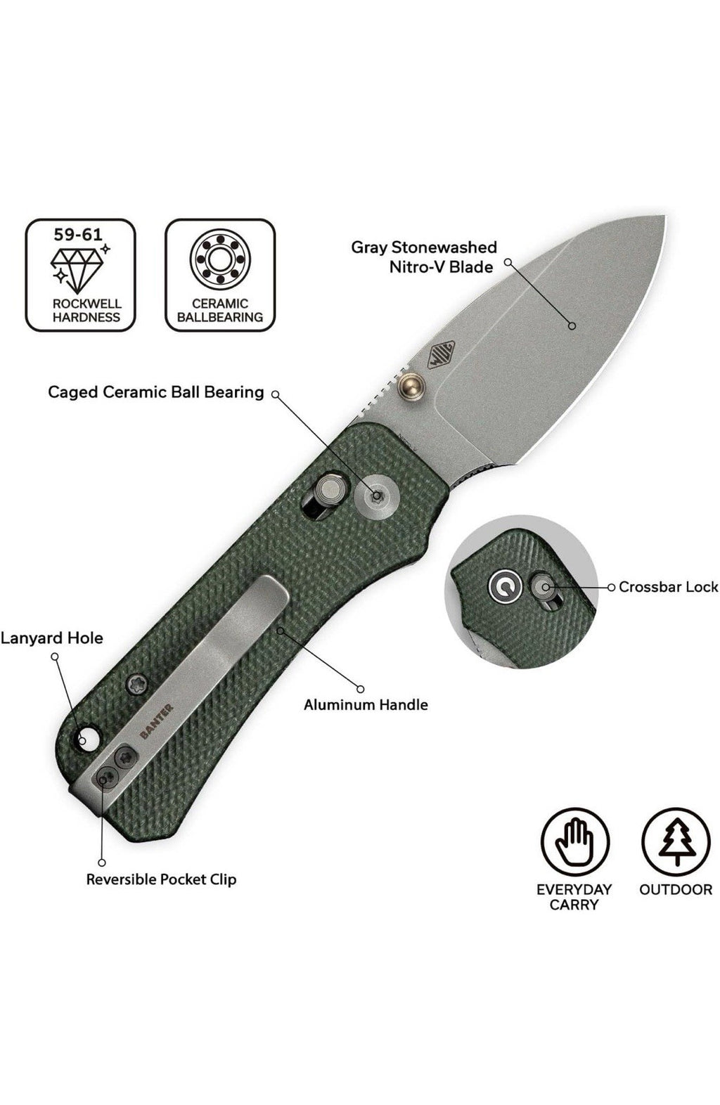 CIVIVI Cuchillo de bolsillo pequeño para EDC, Baby Banter 2 Crossbar Lock Cuchi6