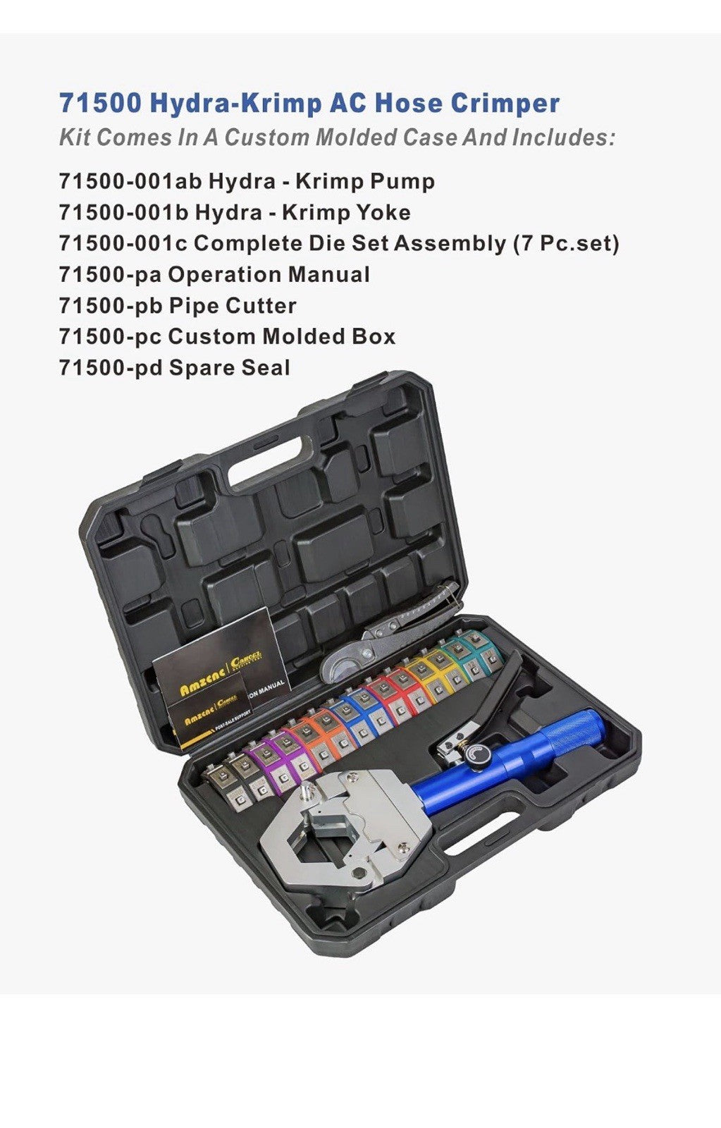 71500 Hydraulic A/C Hose Crimper Kit with Snap-On Dies | Auto Mechanics & HVAC T2