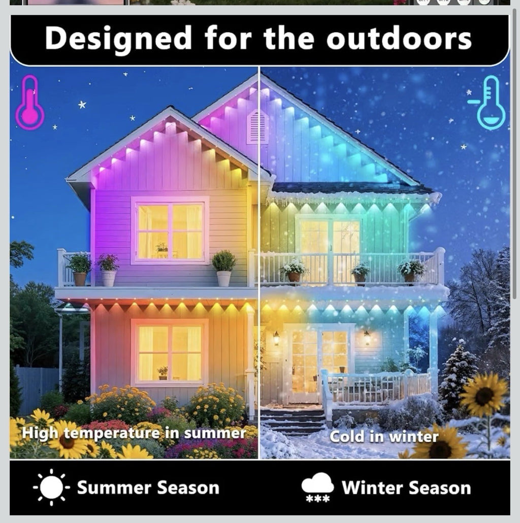 300FT/90M Permanent Outdoor RGB Lights, IP67 Waterproof Smart Eave Lighting2