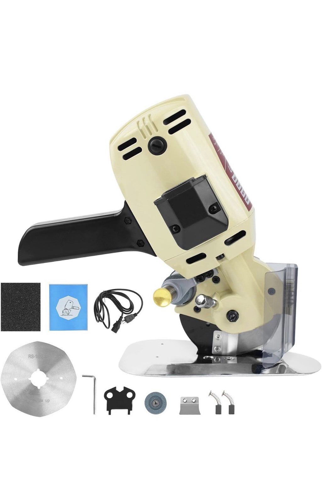 Electric Cloth Cutting Machine - 250W Pure Copper Motor Rotary Fabric Cutter w0