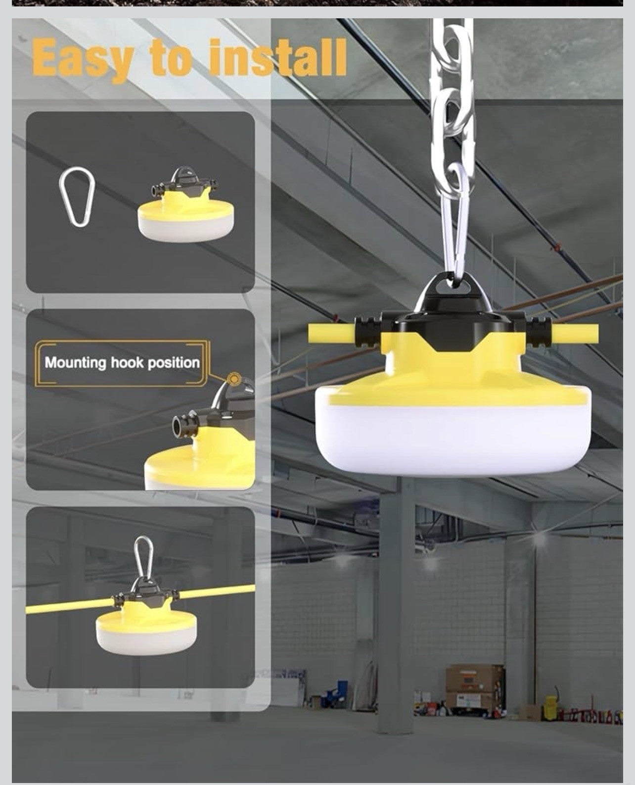 LED Construction String Light 100FT, 130W 16000Lm 100FT 2Prong, White 6