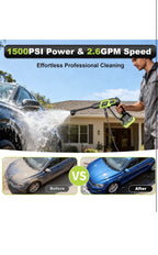 Cordless Pressure Washer - 1500PSI 2.6GPM, 400W Brushless Motor, 2X4000Mah Batte2