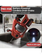 POPULO 20V Cordless Electric Drain Auger-Efficient 25Ft Auto-Feed Drain Snake wi5