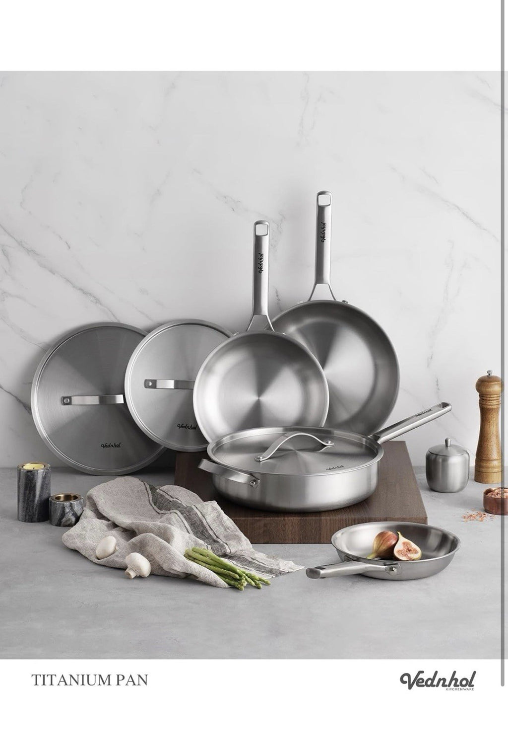 Titanium Pans for cooking, 8+10+12 Inch Titanium Hammered Pro pan with Lid PFAS/1
