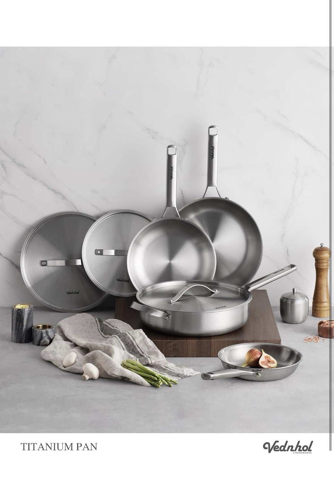 Titanium Pans for cooking, 8+10+12 Inch Titanium Hammered Pro pan with Lid PFAS/1