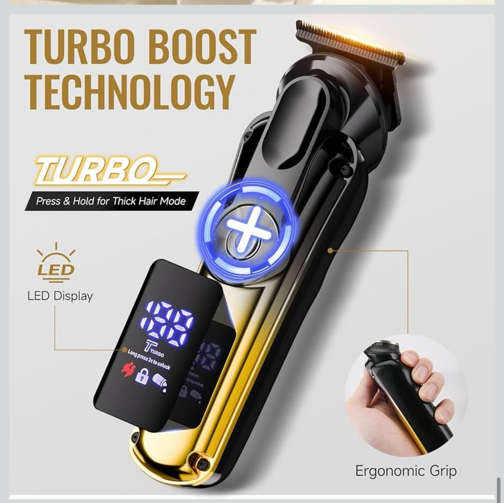 Kit profesional de aseo todo en uno para hombres, recortadora de barba ajustable5