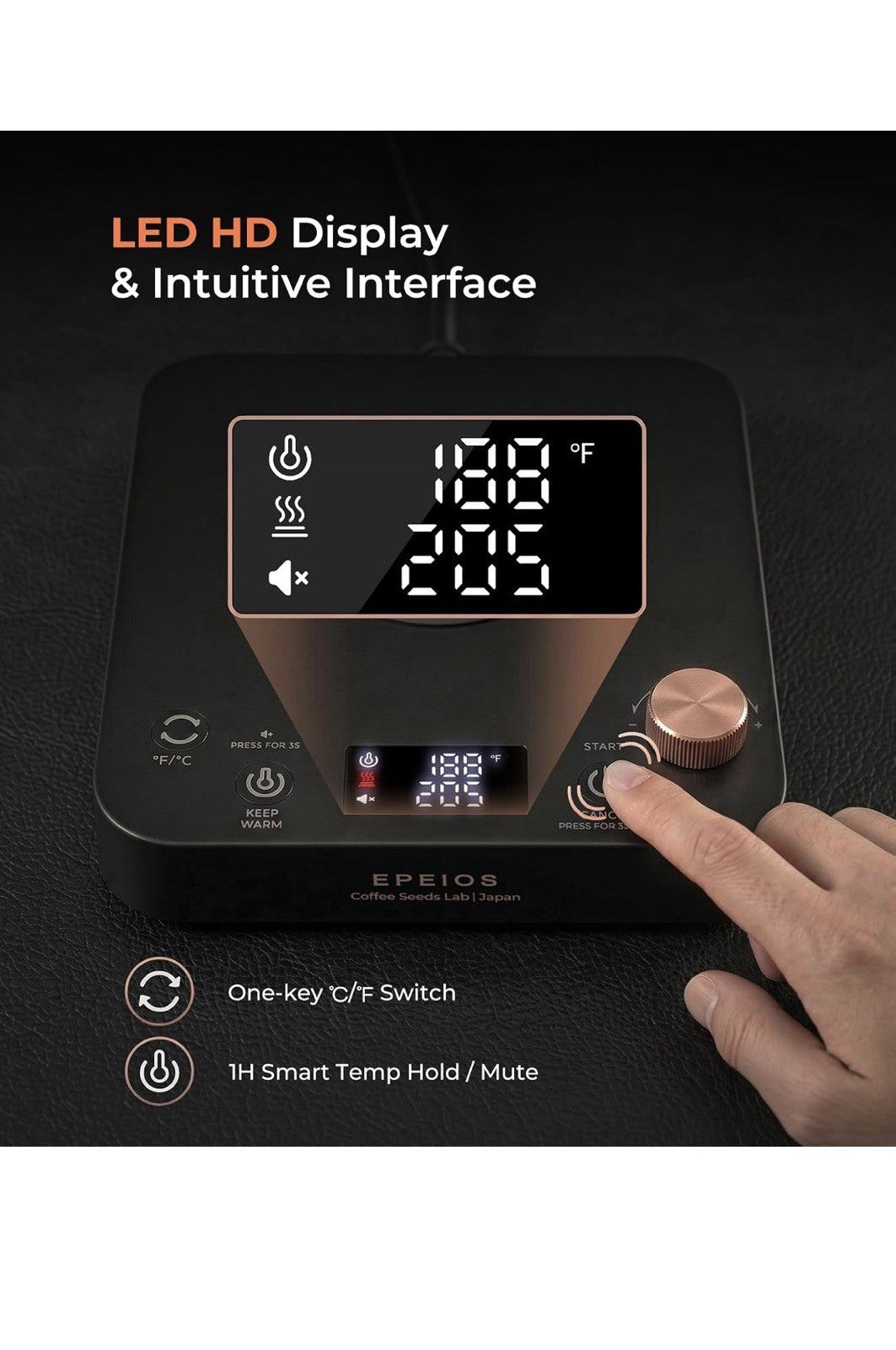 Epeios Flow B9 Cocinare Electric Gooseneck Kettle Temperature Control NEW Boxed3