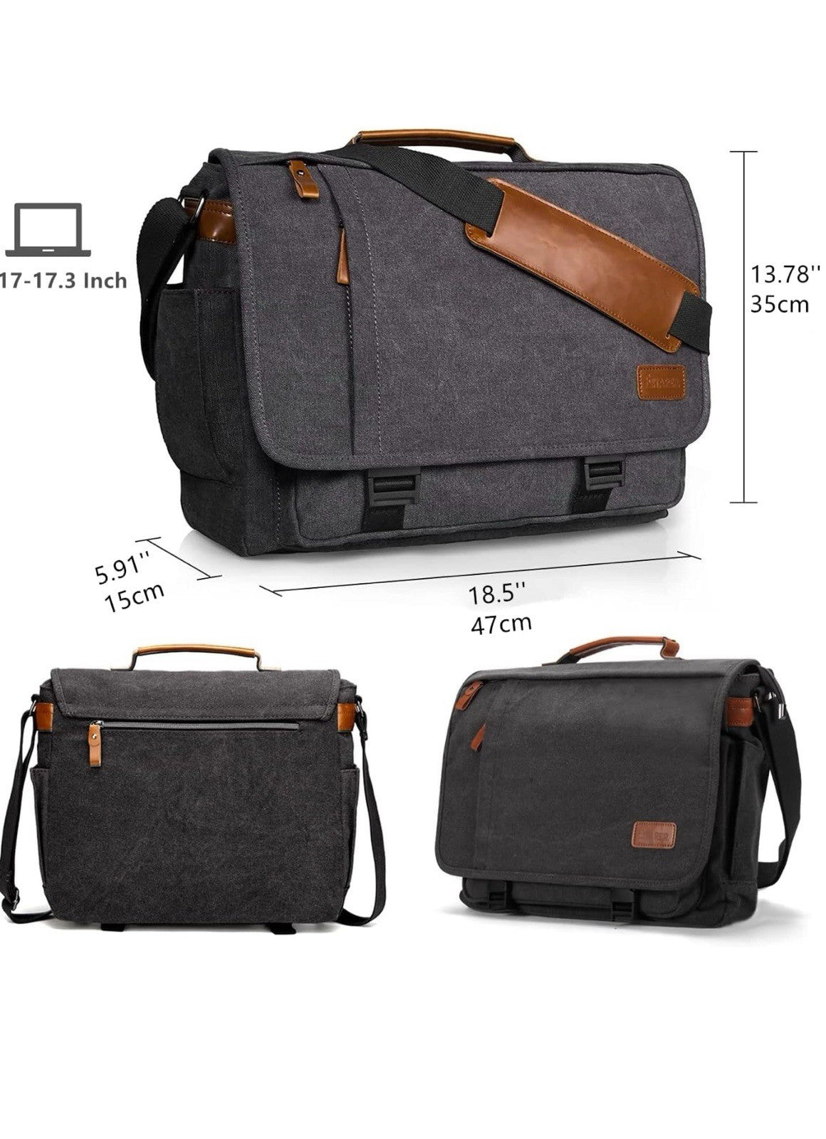 ESTARER Bolsa de mensajero para computadora de 17 a 17.3 pulgadas, resistente a3