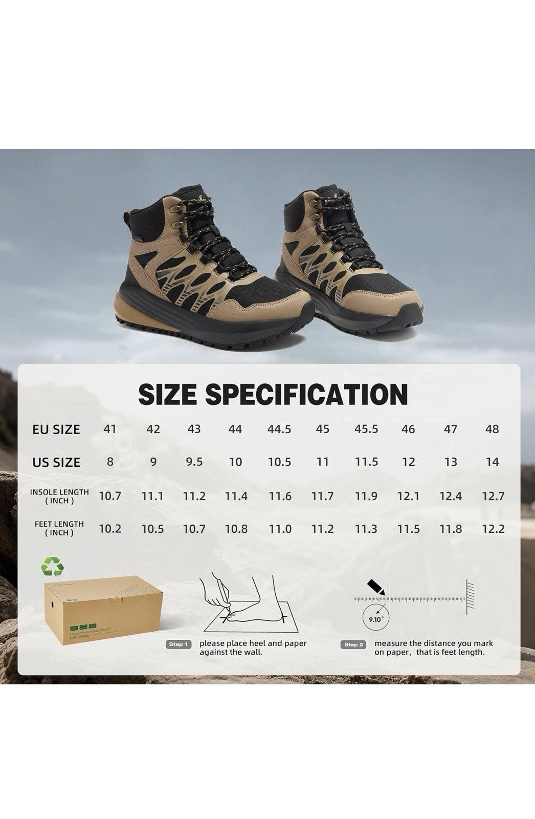 OrthComfoot Men's Orthopedic Wide Waterproof Hiking Boots Work, New with Tags!7