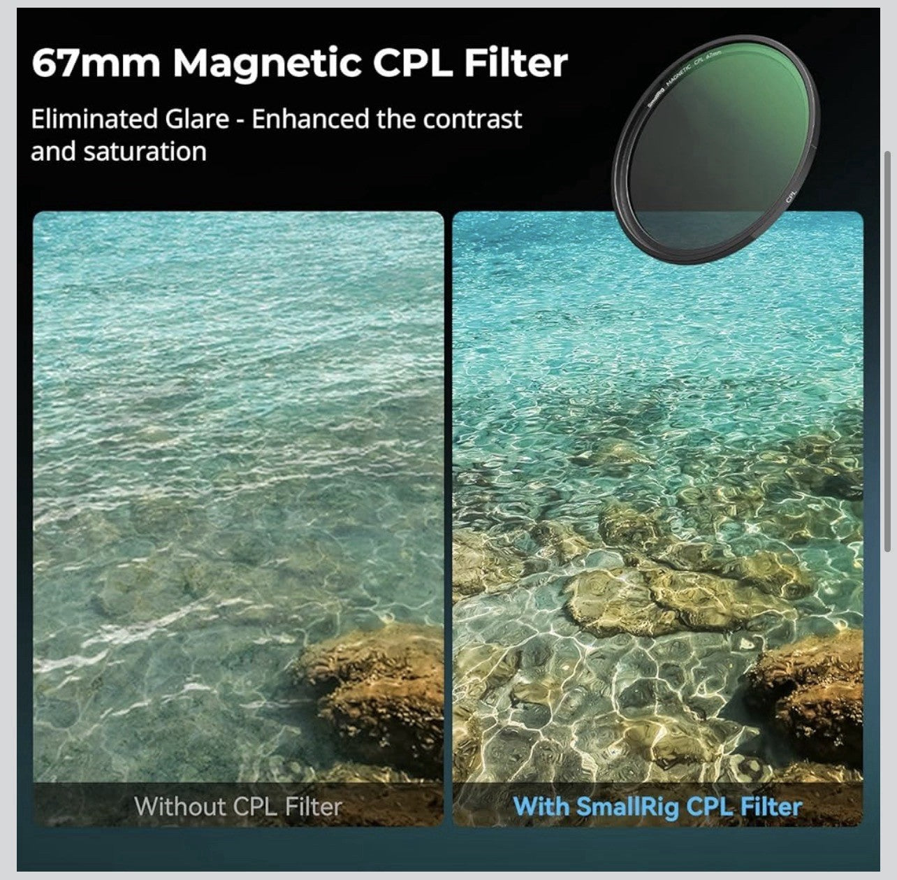 SmallRig 5-in-1 Magnetic 67mm Lens Filter Kit: VND + CPL + Black Mist 1/4 +3