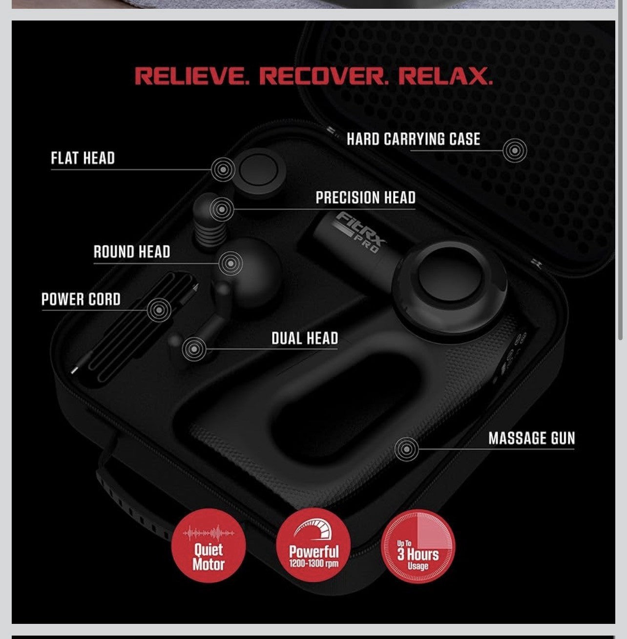 Pistola de masaje de percusión terapéutica de mano con 5 ajustes de velocidad,2