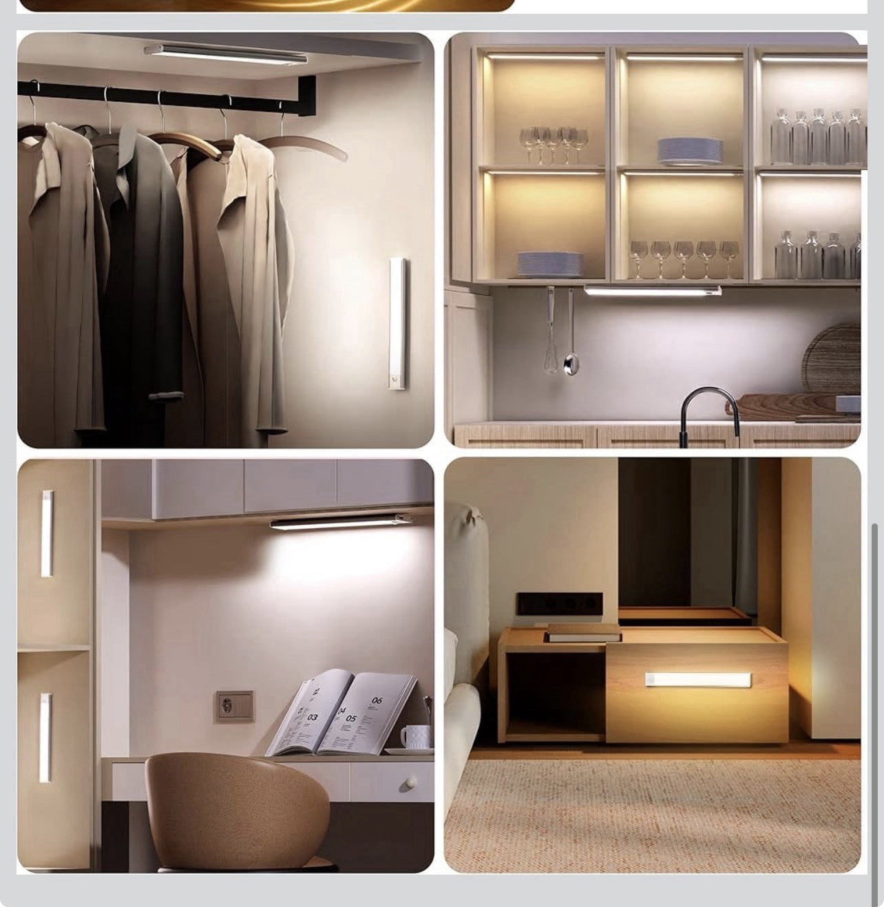 5 Pack Under Cabinet Lighting,Rechargeable Motion Sensor Light Indoor,3 Colors D7