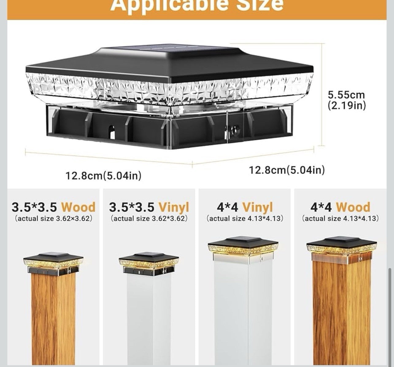 btfarm Luces solares para postes de 4 x 4 para exteriores, paquete de 16 luces3