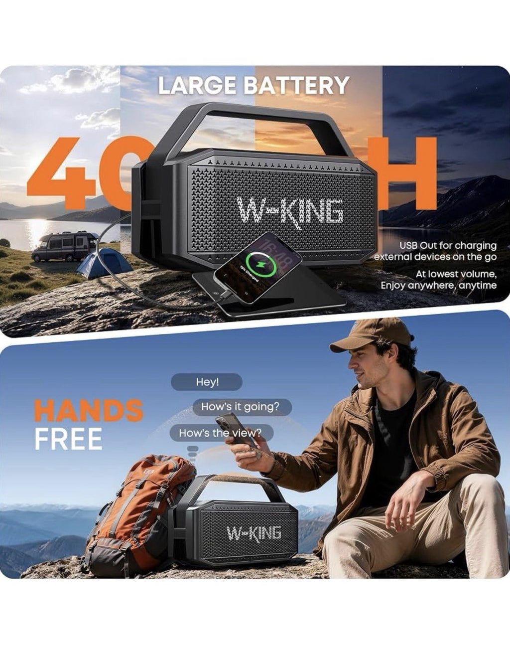 W-KING Bluetooth Speaker, 100W Peak Outdoor Portable Loud Speakers8