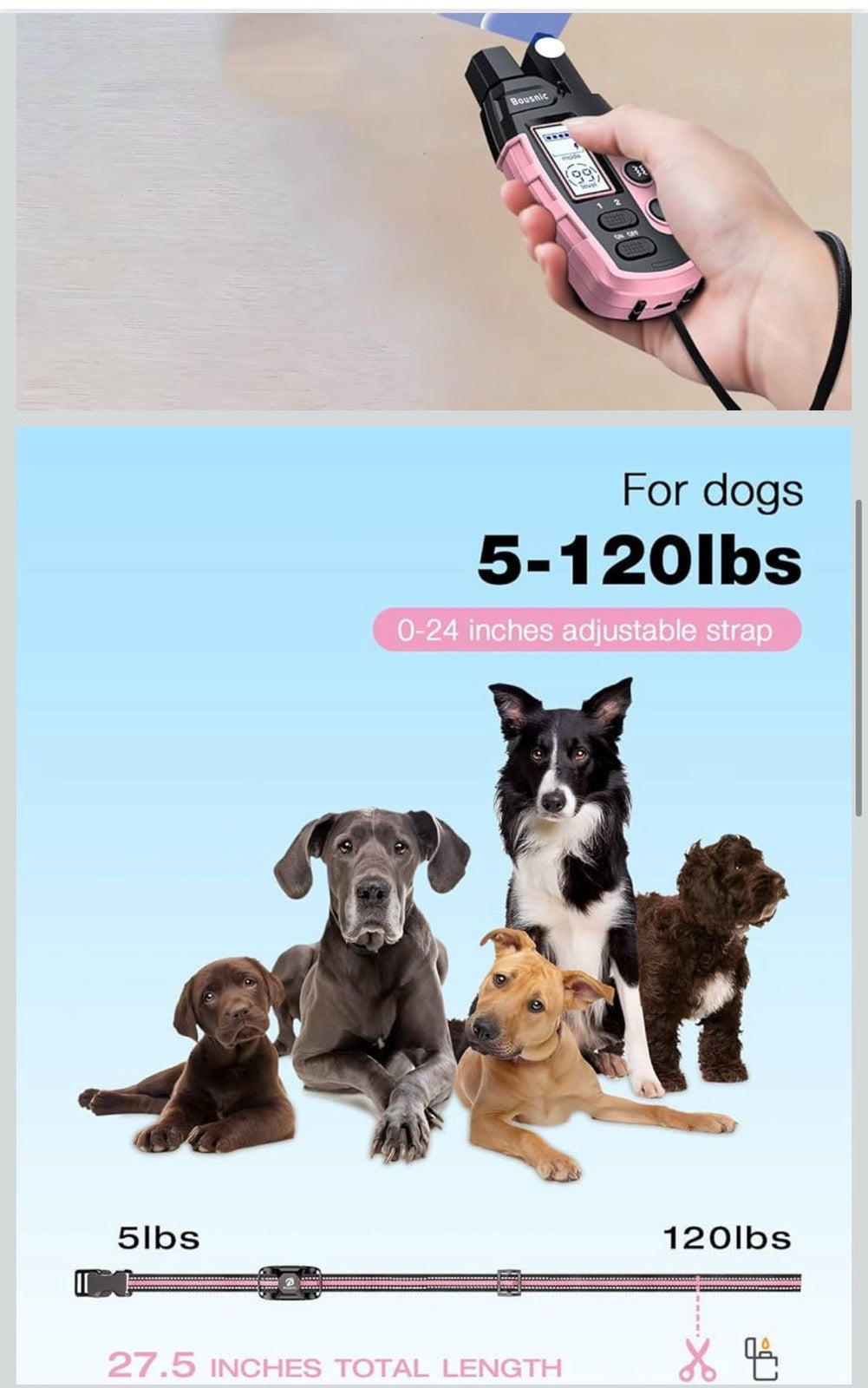 Bousnic Dog Shock Collar - 3300Ft Dog Training Collar with Remote for 5-120lb...5