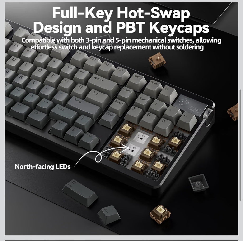 LEOBOG A98 Wireless Gaming Creamy Mechanical Keyboard with Number Pad Knob 96%3