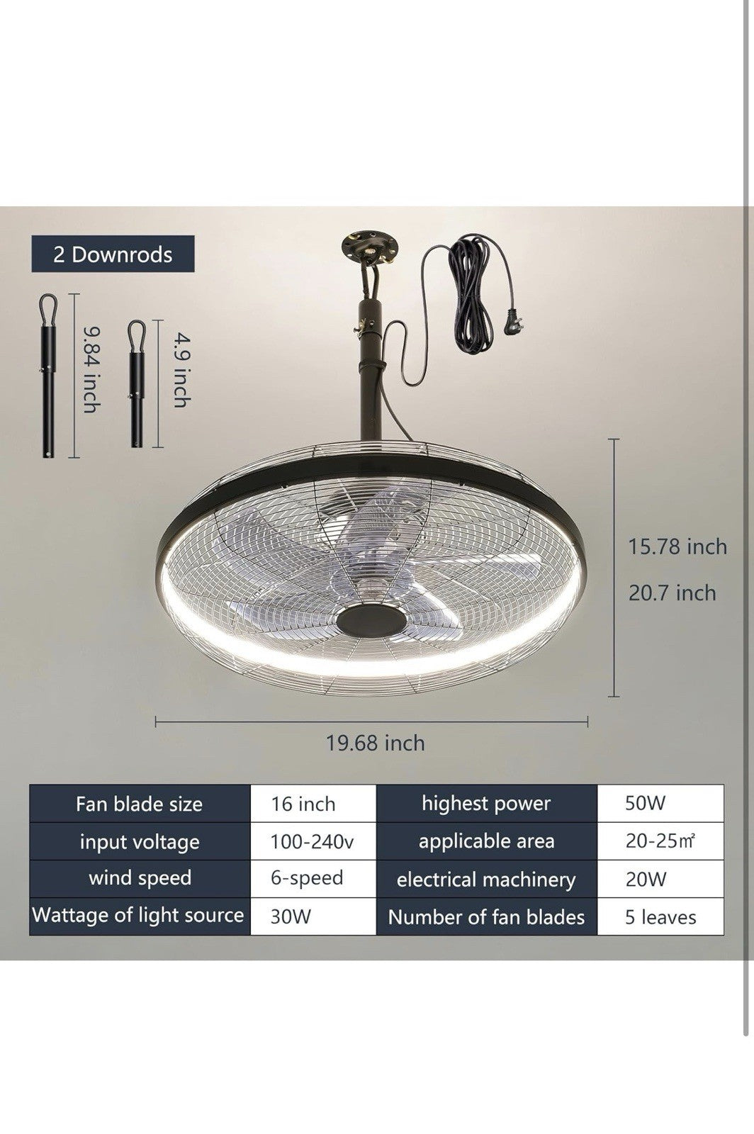 Outdoor Ceiling Fans with LED Lights & Remote Control, 20'' Gazebo Fan1