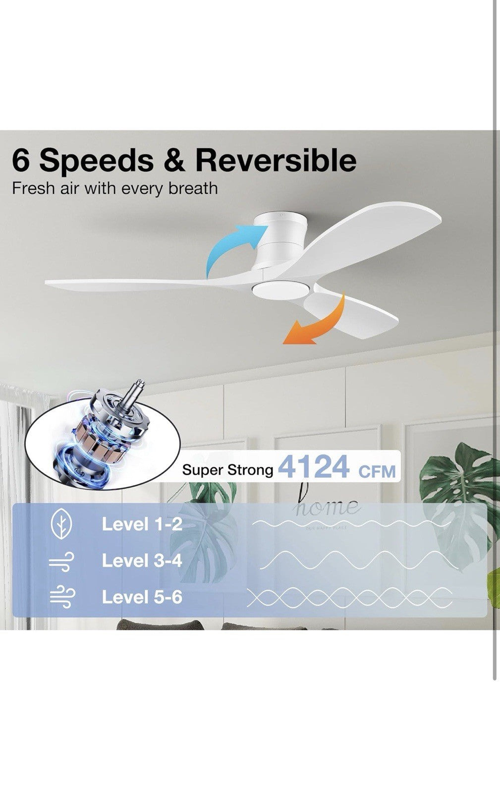 Haiku Home L Series 52" Smart Ceiling Fan Wi-Fi Indoor LED Light White with5